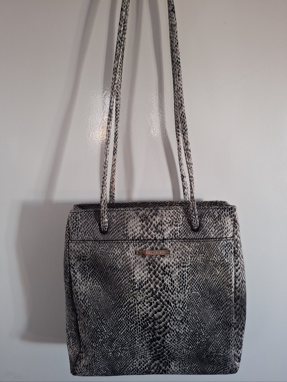 Nine West Snake-Print Shoulder Bag in Black and White